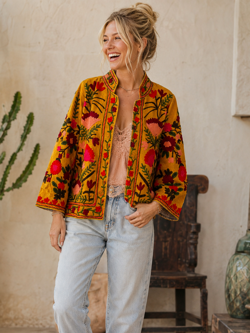 Warm Love Velvet Jacket - Sunflower