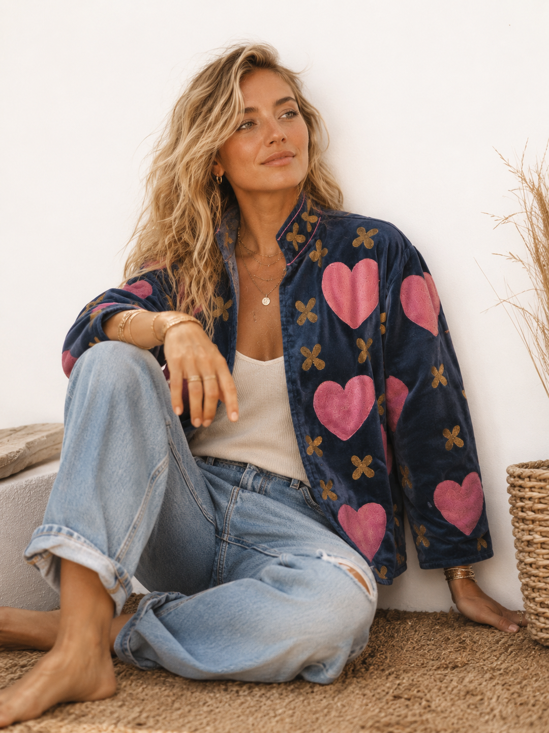 Warm Love velvet jacket - Hearts