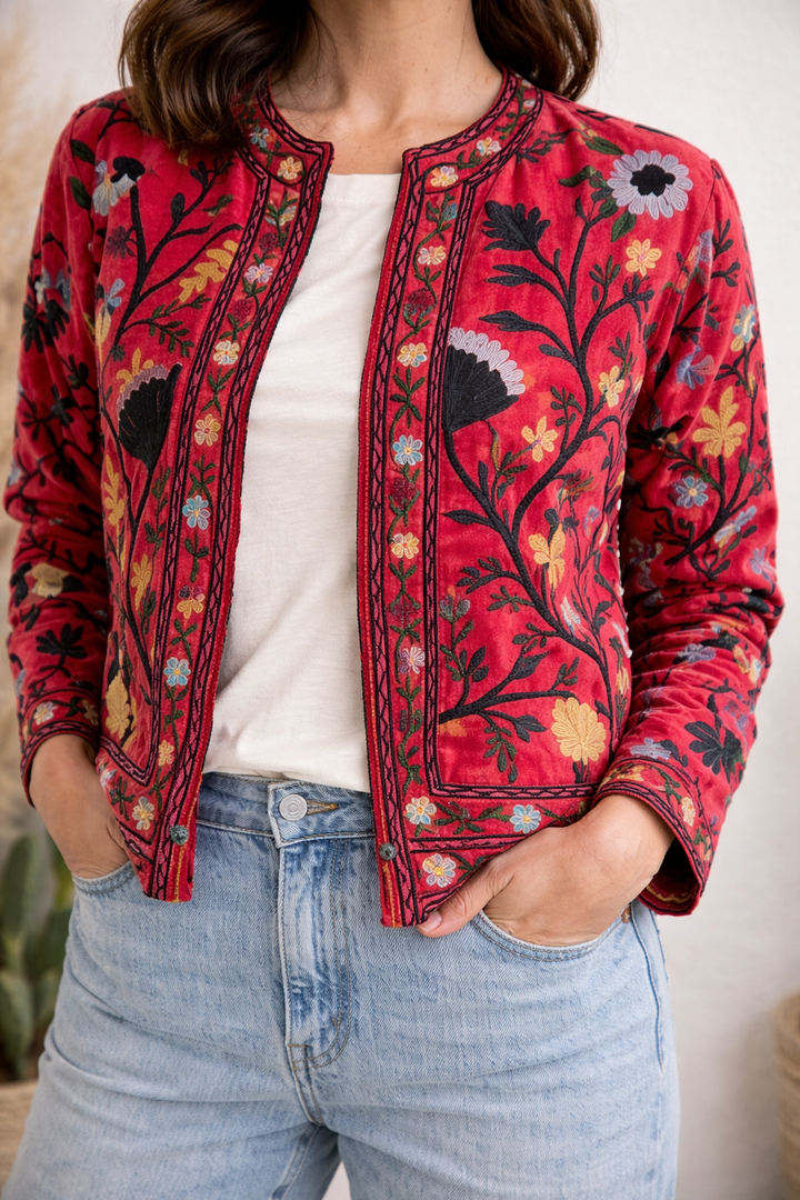Warm Love velvet jacket  - Firecracker