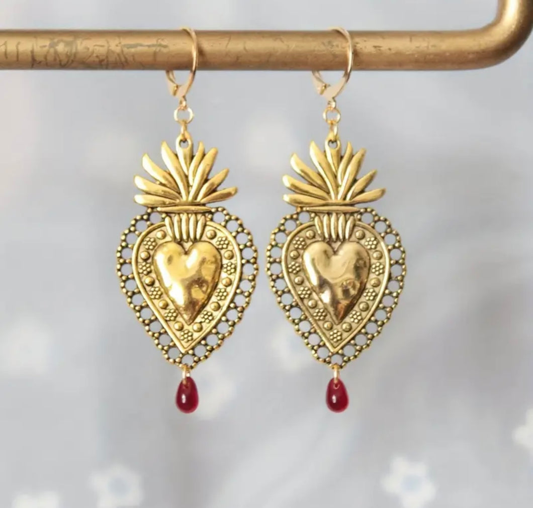 Flaming Heart Earrings