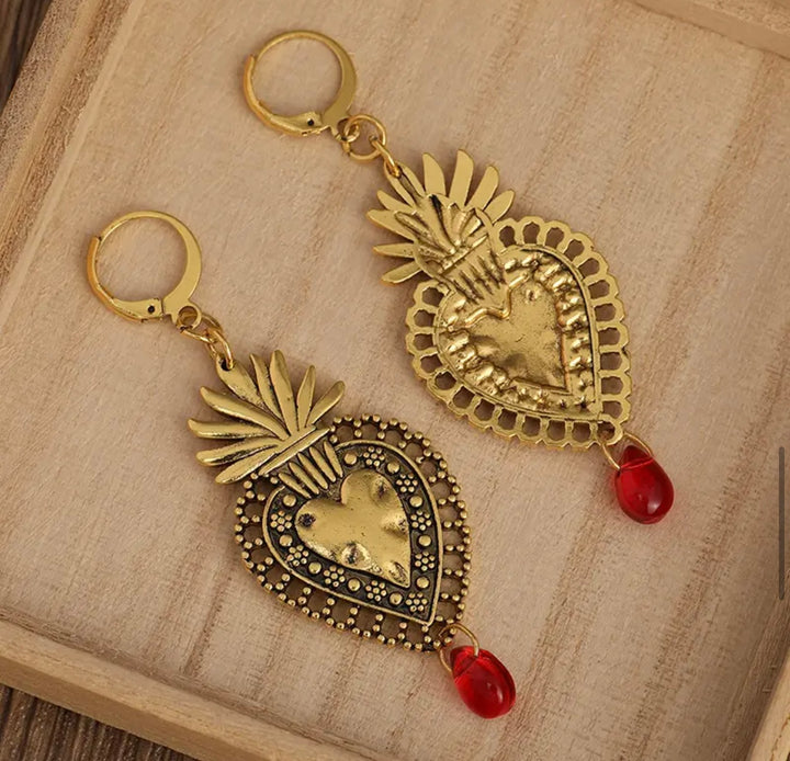 Flaming Heart Earrings