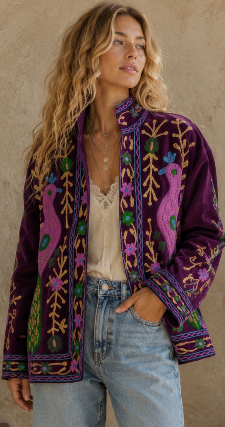 Warm Love velvet jacket - Peacock