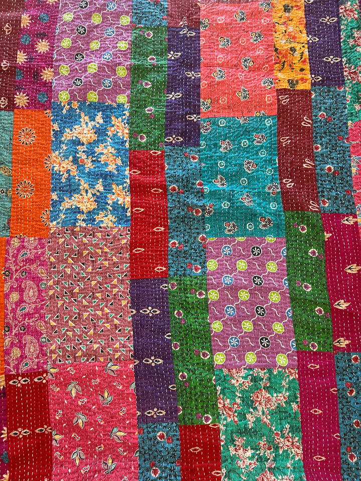 Kantha Rug ~ Rainbow Patchwork