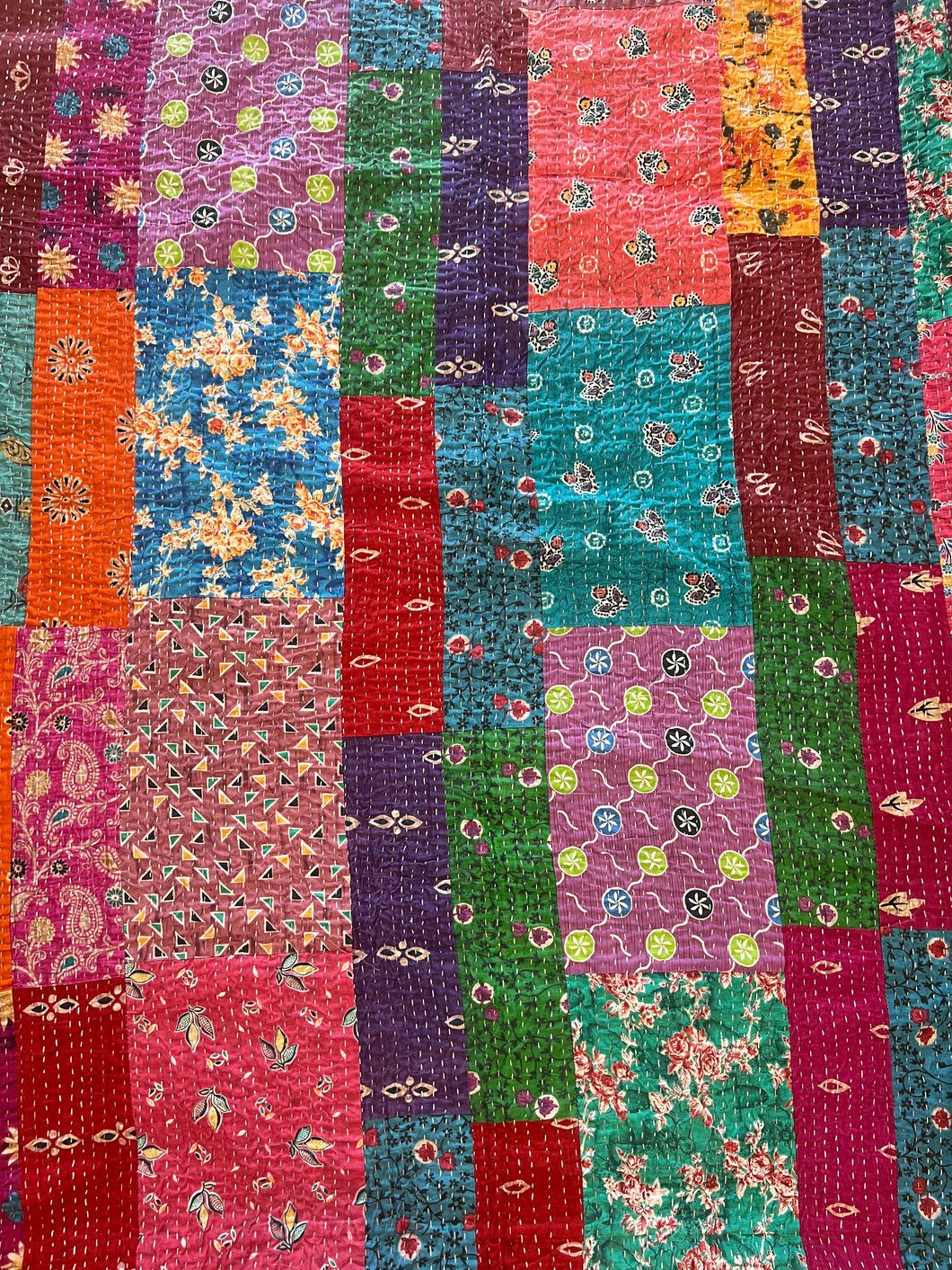 Kantha Rug ~ Rainbow Patchwork