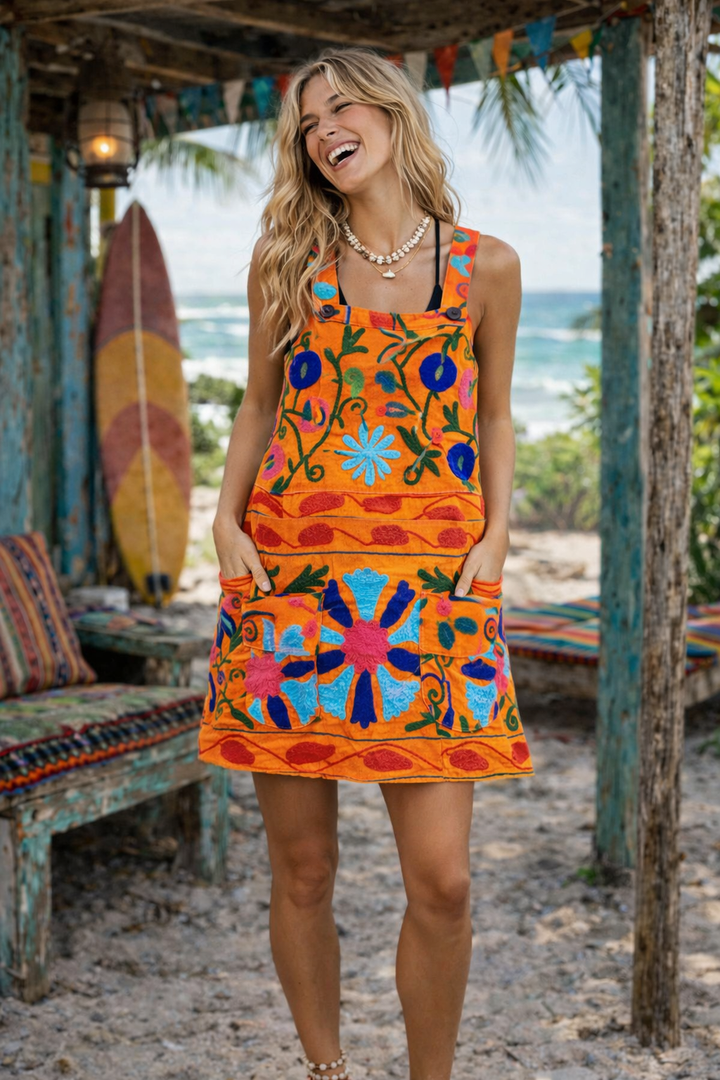 Fly me away Pinafore ~ Peach Medium