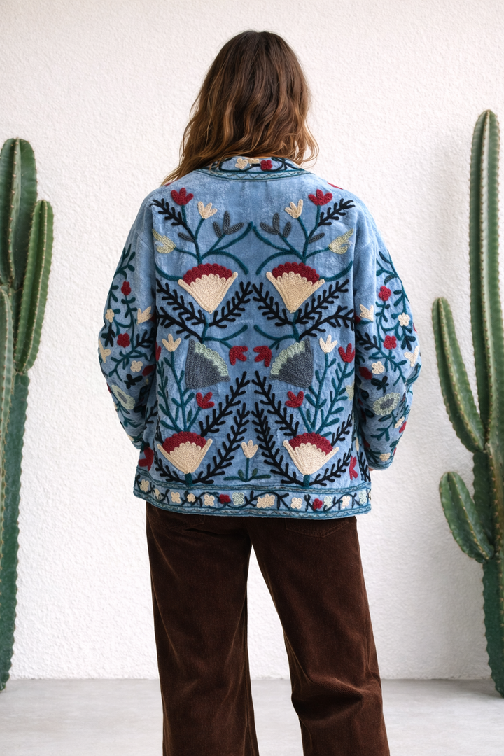 Warm Love velvet jacket  - Sky