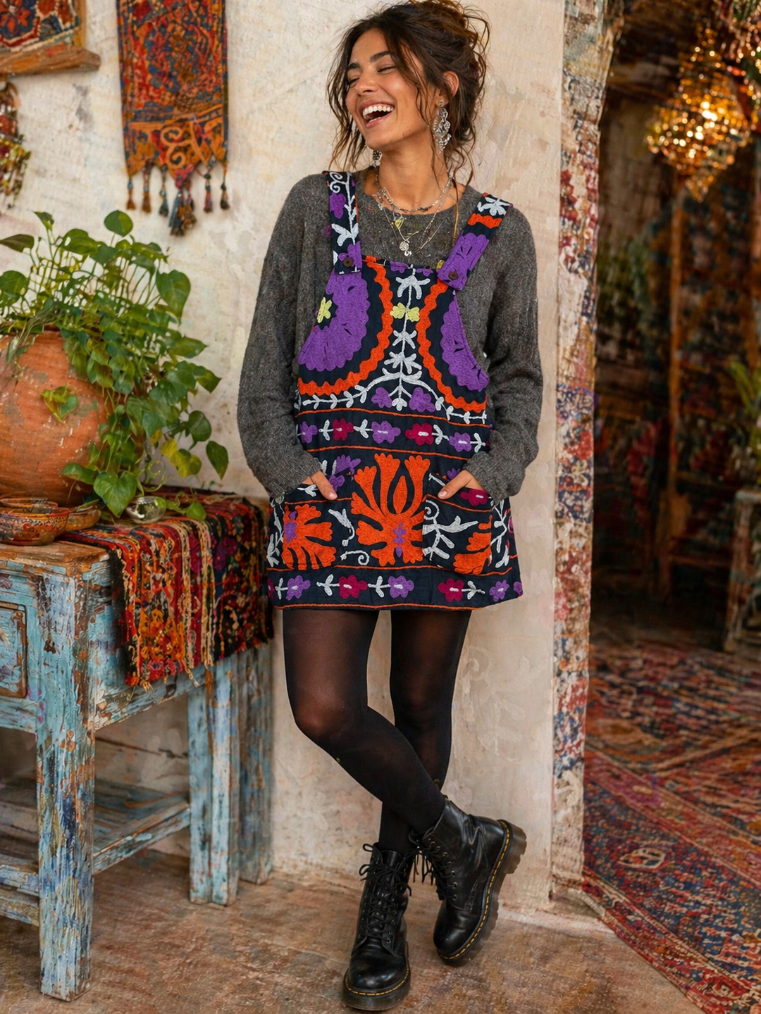Fly me away Pinafore ~ Black Large