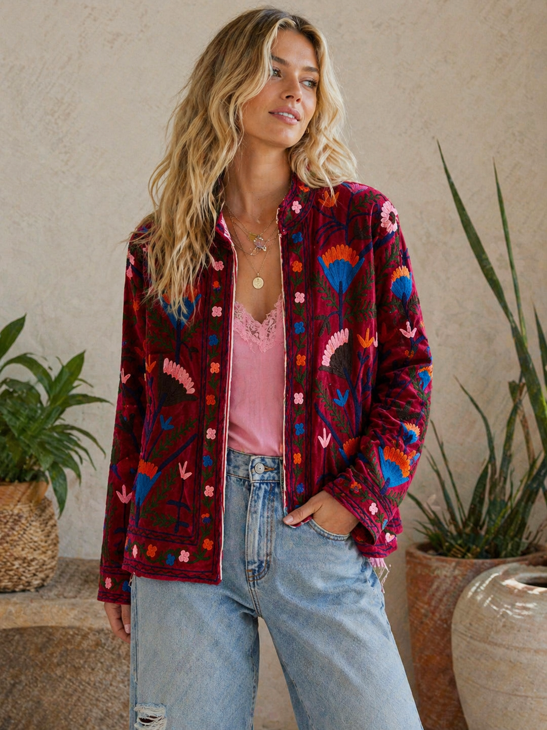 Warm Love velvet jacket  - Crimsom
