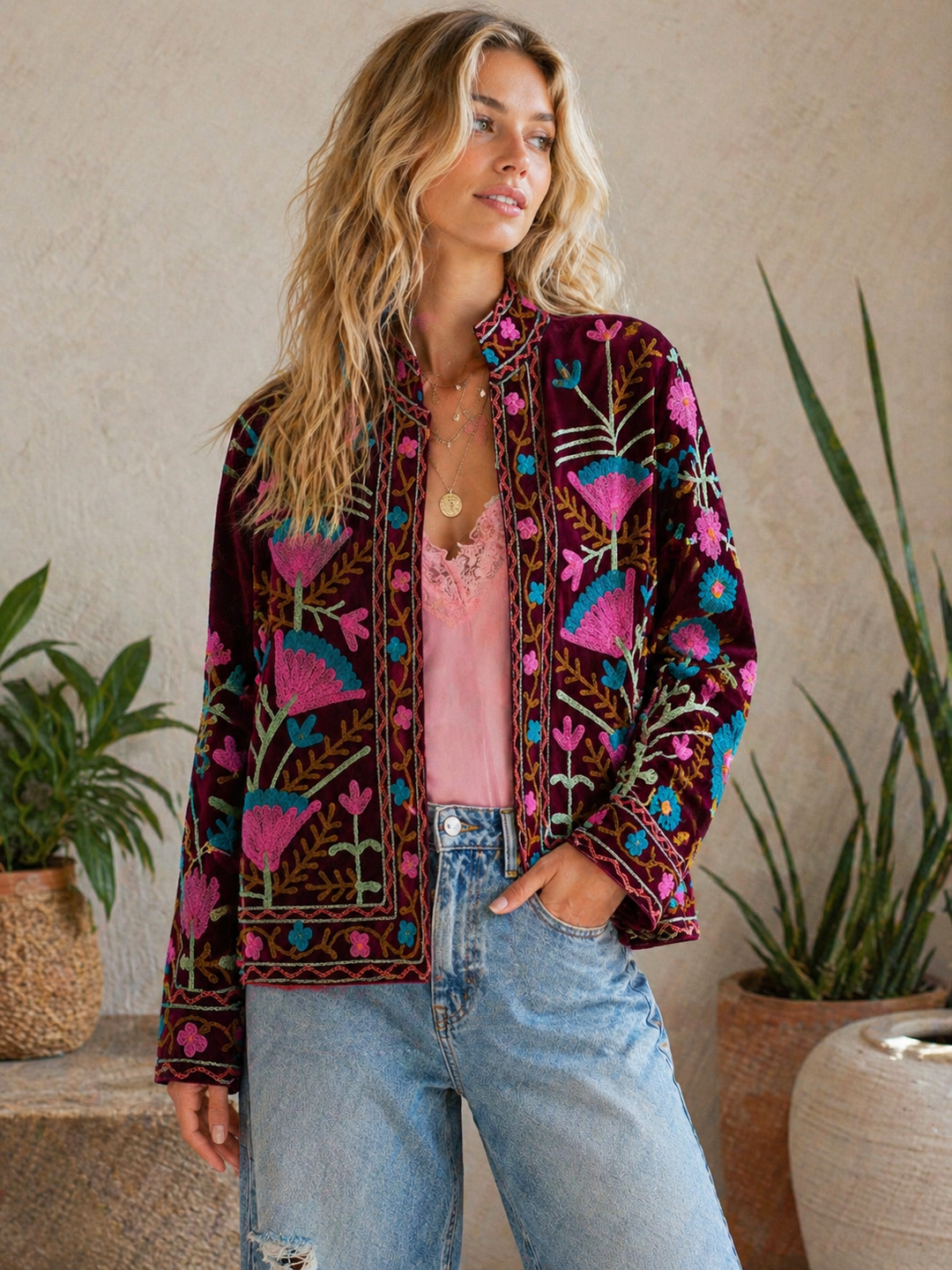 Warm Love velvet jacket  - Crimsom