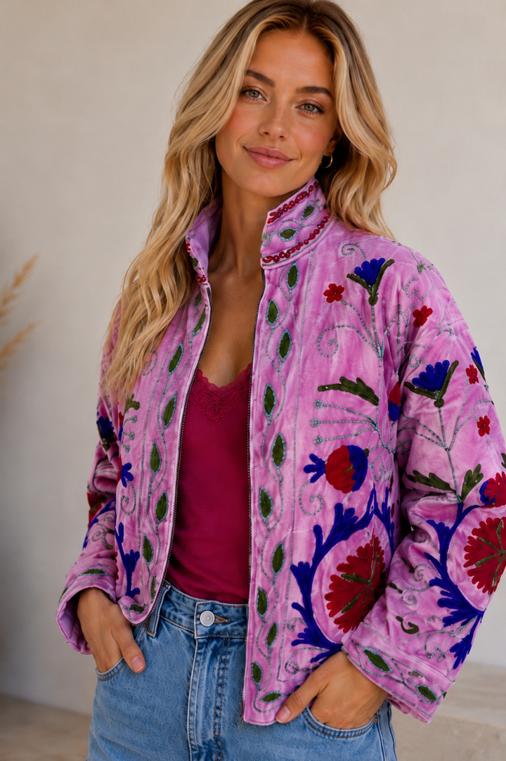 Warm Love velvet jacket - Petal