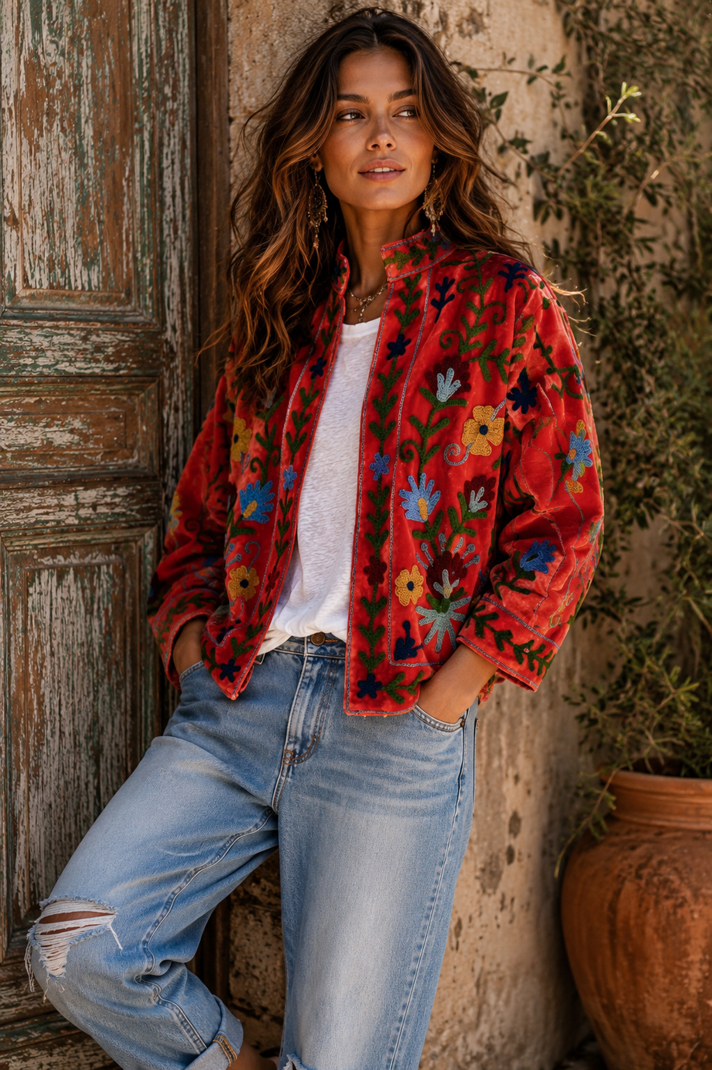 Warm Love velvet jacket  - Red