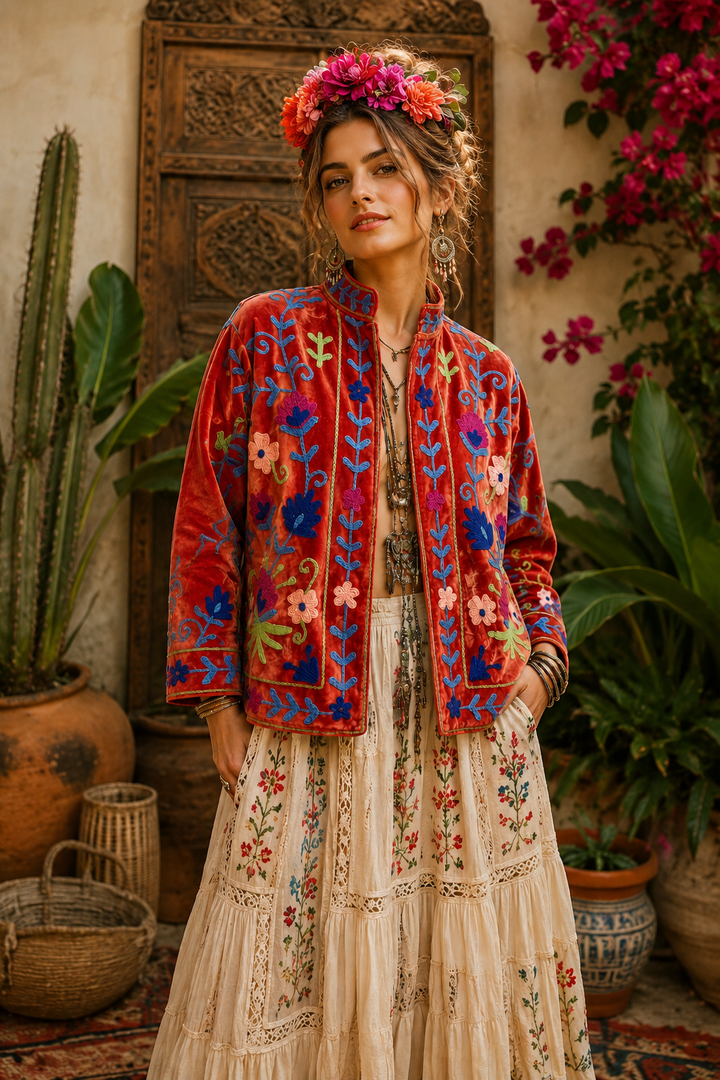 Warm Love velvet jacket - Rust