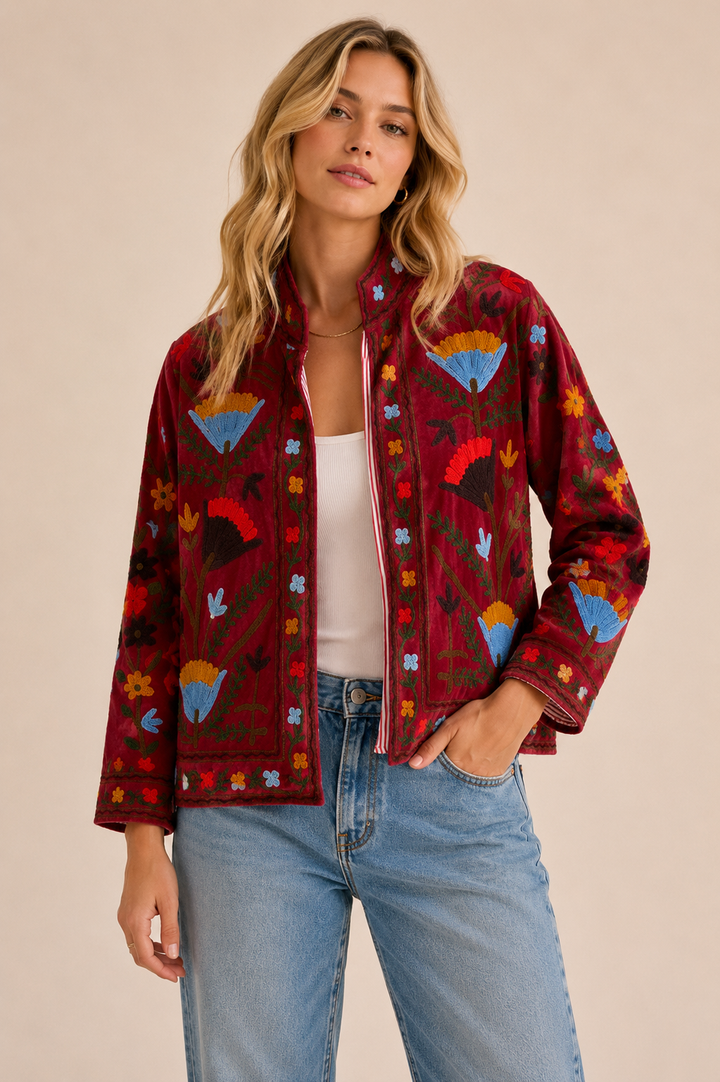 Warm Love velvet jacket  - Crimson