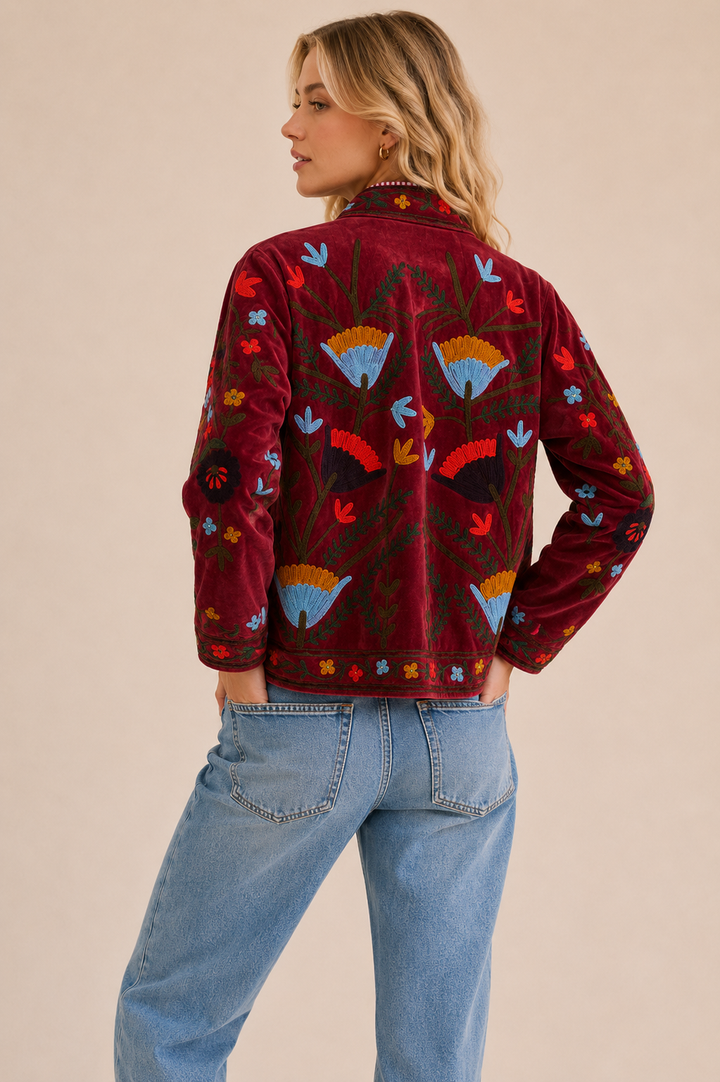Warm Love velvet jacket  - Crimson