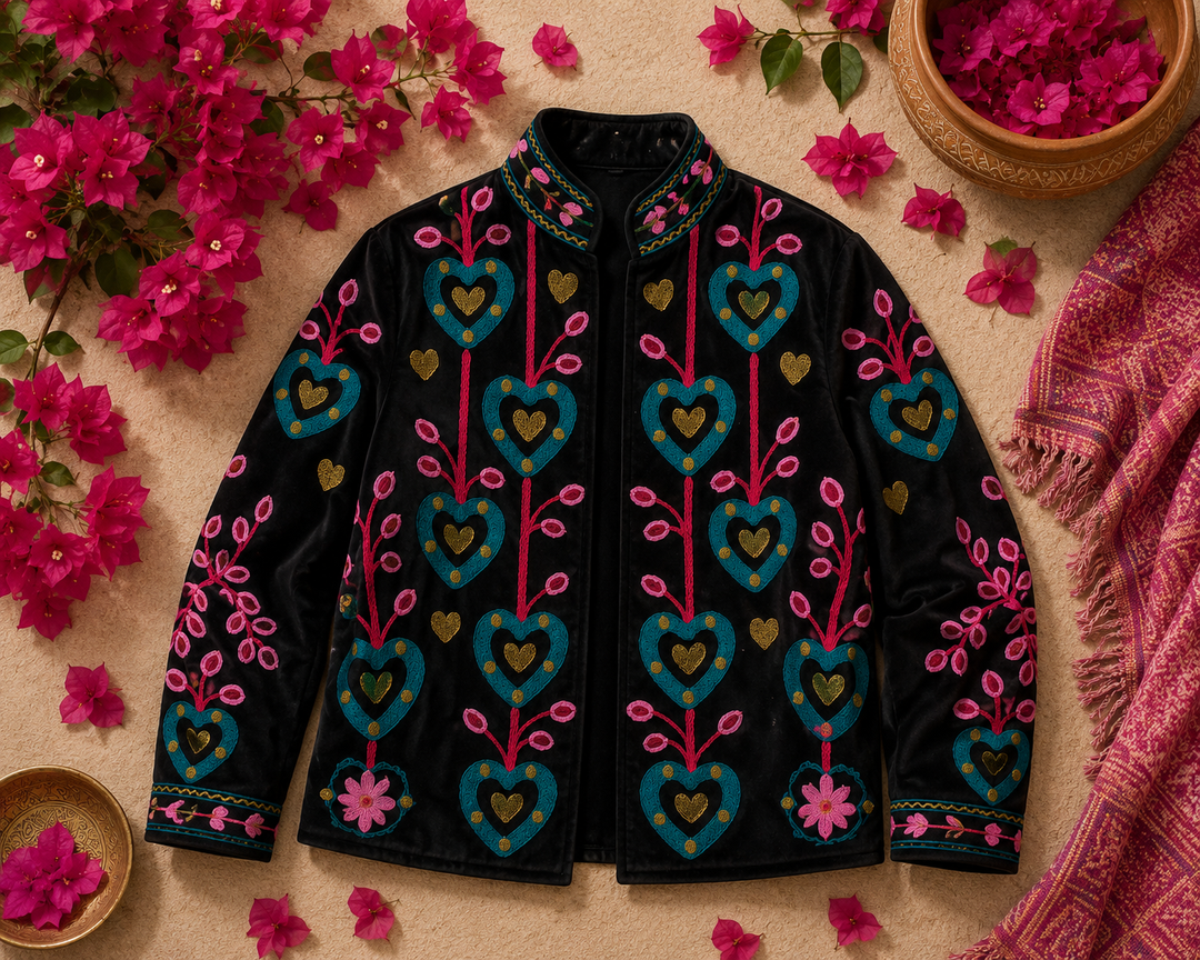 Warm Love velvet jacket - Hearts