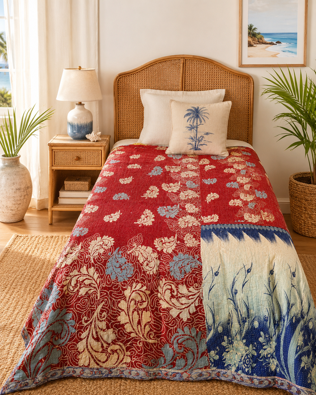 Vintage Indian Kantha Quilt – Single Size