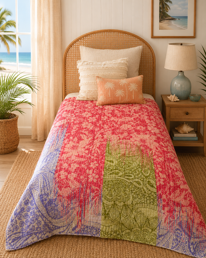 Vintage Indian Kantha Quilt – Single Size