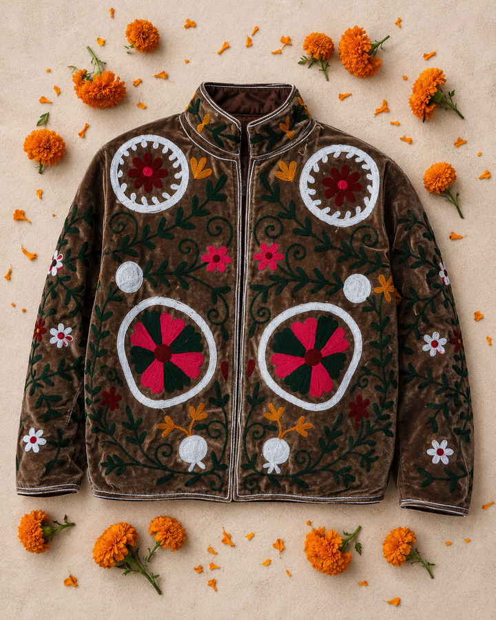 Warm Love velvet jacket - Olive
