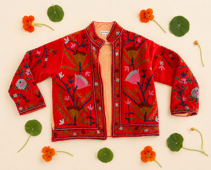 Warm Love velvet jacket  - Firecracker