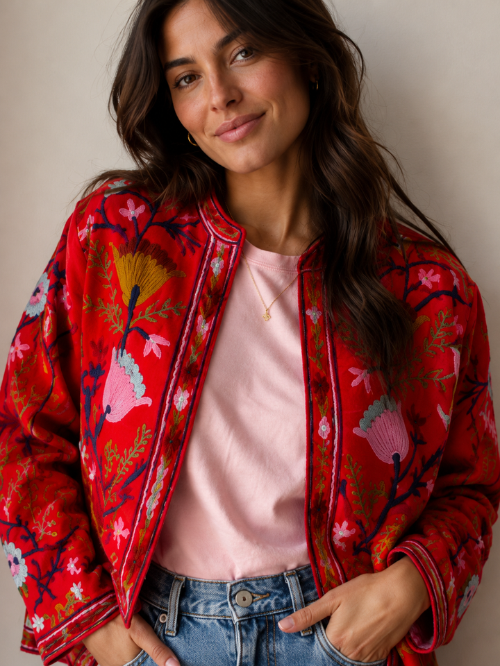 Warm Love velvet jacket  - Firecracker