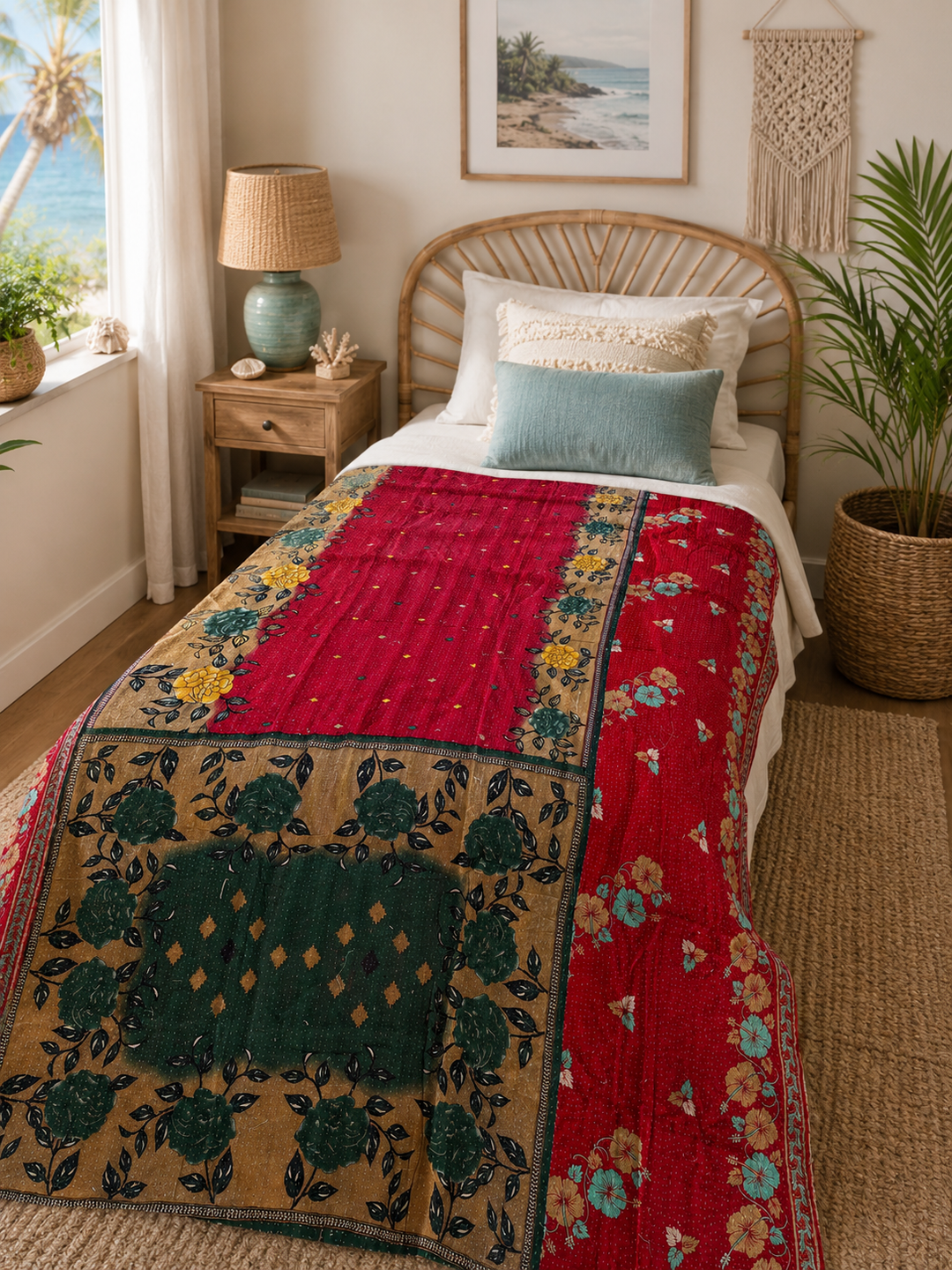 Vintage Indian Kantha Quilt – Single Size