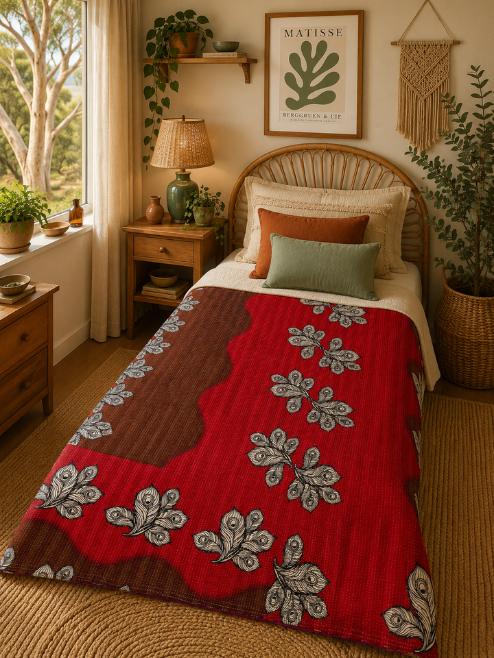 Vintage Indian Kantha Quilt – Single