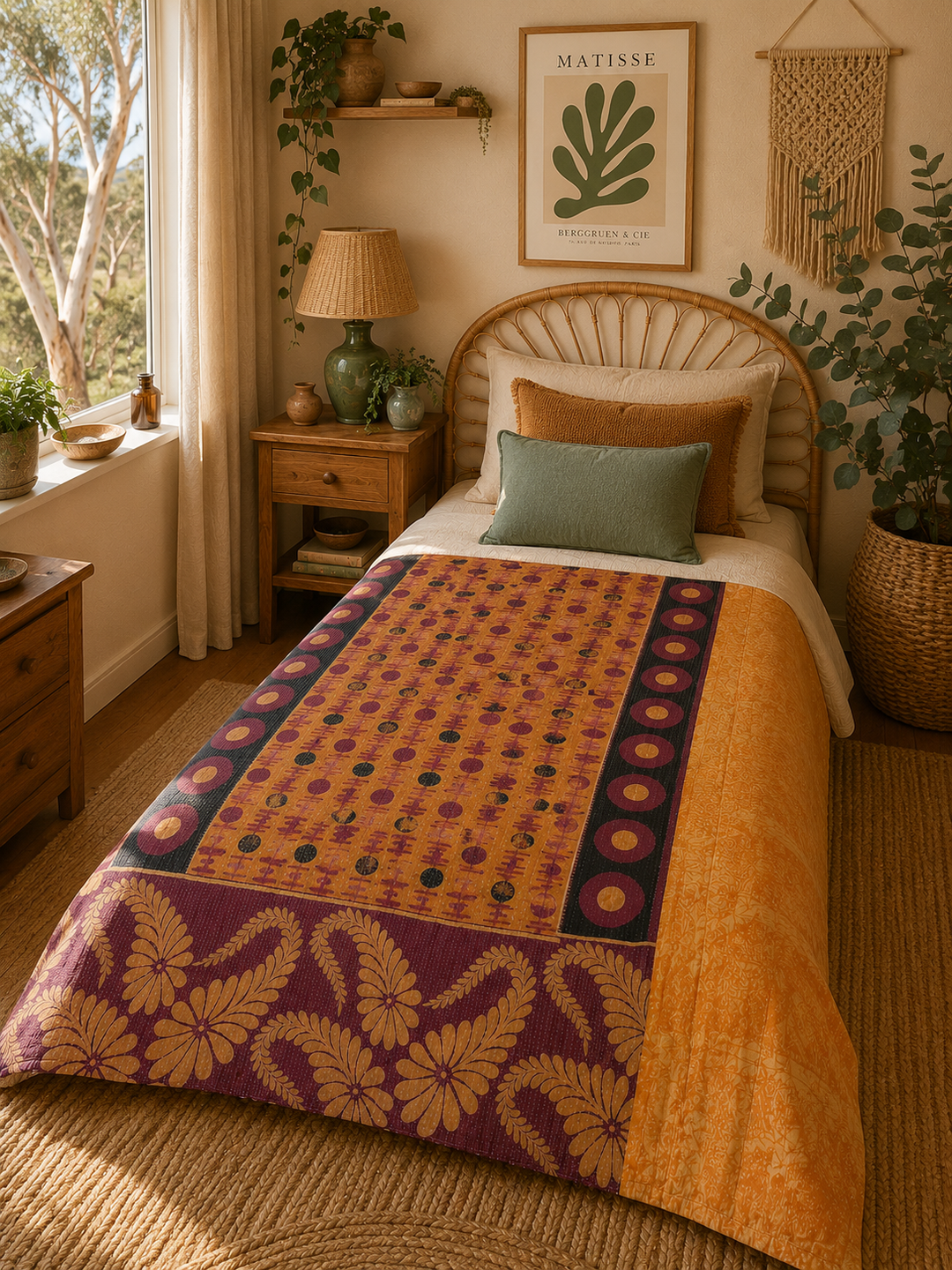 Vintage Indian Kantha Quilt – Single
