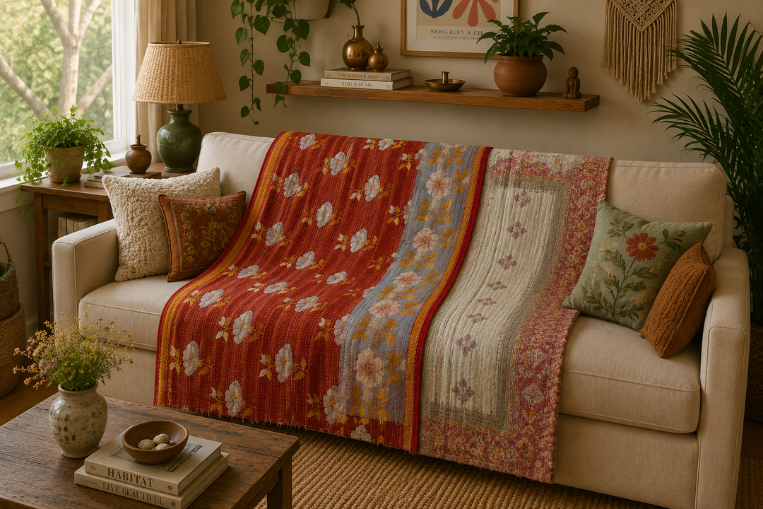 Vintage Indian Kantha Quilt – Single Size