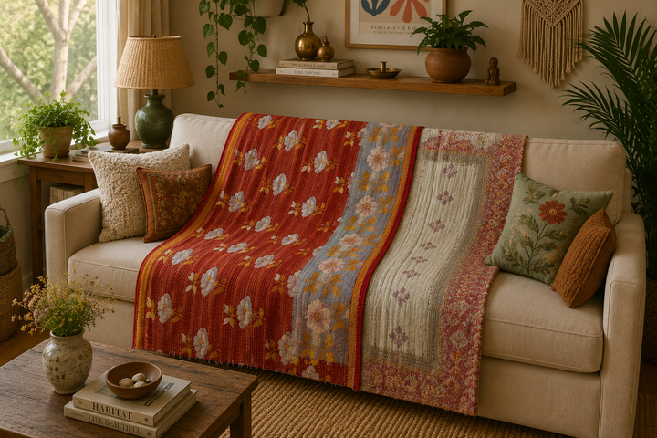 Vintage Indian Kantha Quilt – Single Size