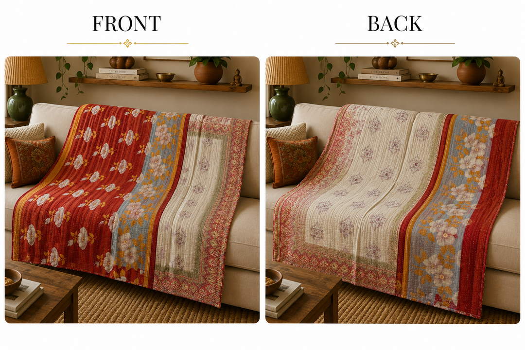 Vintage Indian Kantha Quilt – Single Size