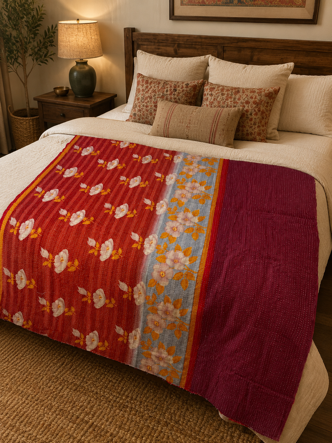 Vintage Indian Kantha Quilt – Single Size