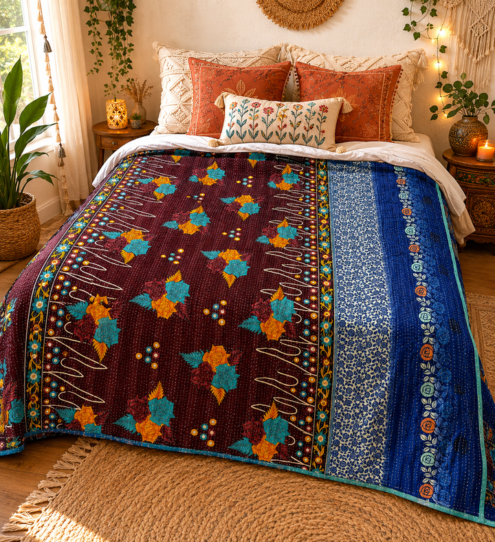Vintage Indian Kantha Quilt – Single Size