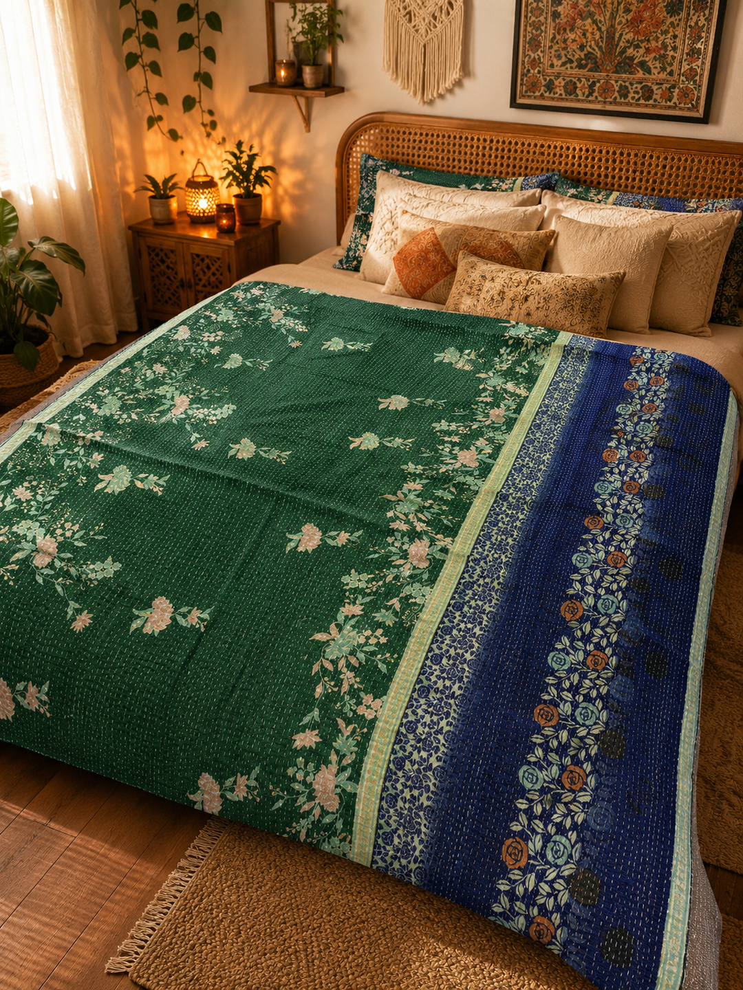Vintage Indian Kantha Quilt – Single Size