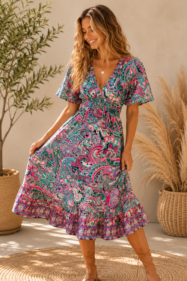 Flamingo Dress ~ Retro Paisley