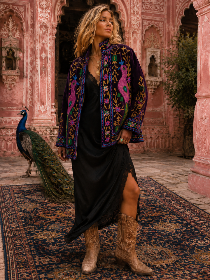 Warm Love velvet jacket - Peacock