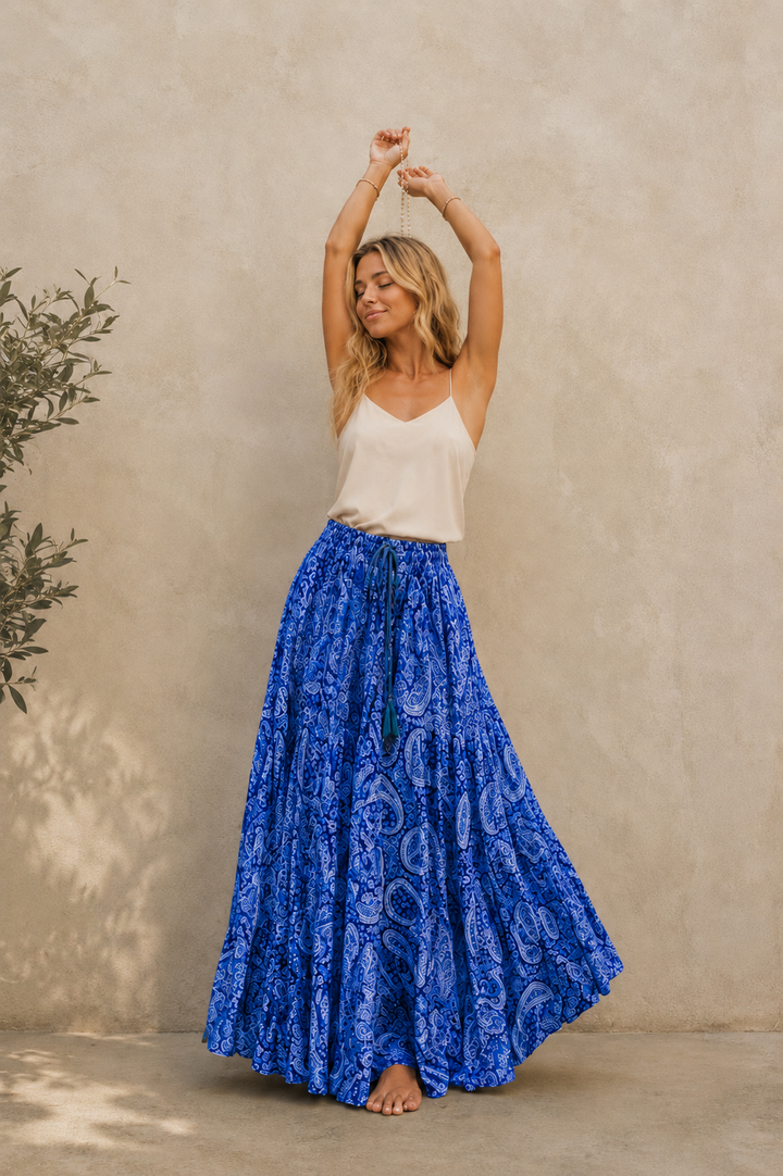 Sunflower Dress ~ Blue Paisley