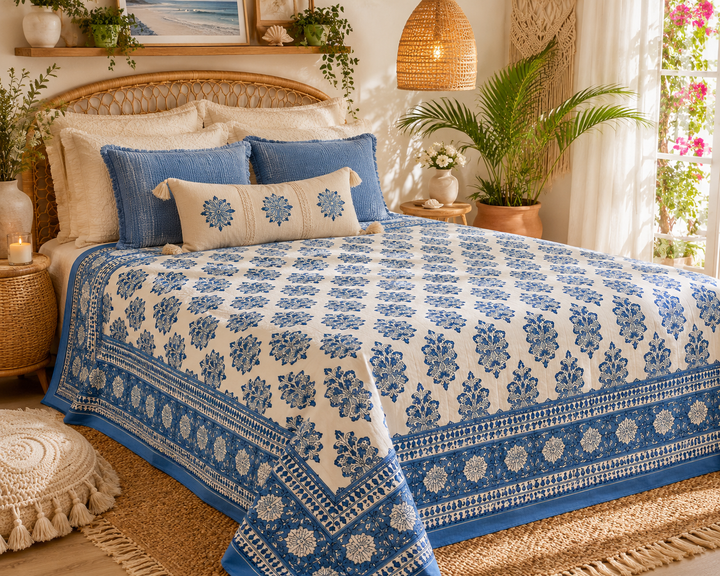 Wild bloom Throw ~ Blue Motif
