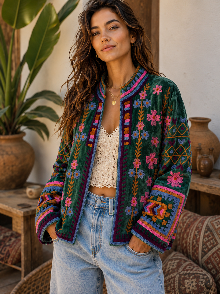 Warm Love velvet jacket  - Eucalyptus