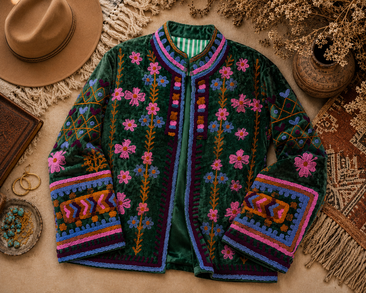 Warm Love velvet jacket  - Eucalyptus