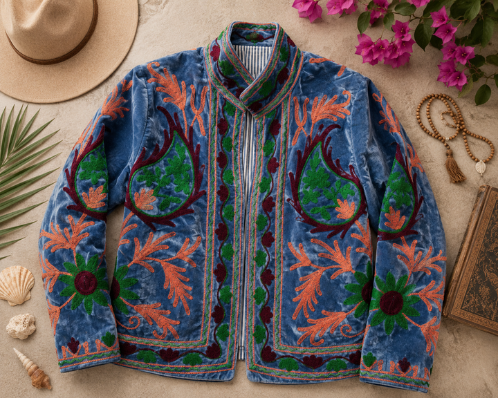 Warm Love velvet jacket  - French Blue