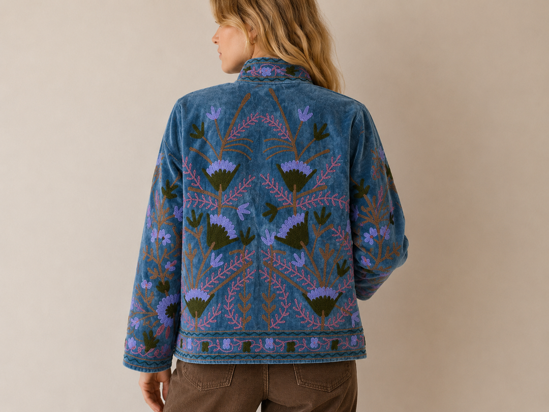 Warm Love velvet jacket - Cornflower