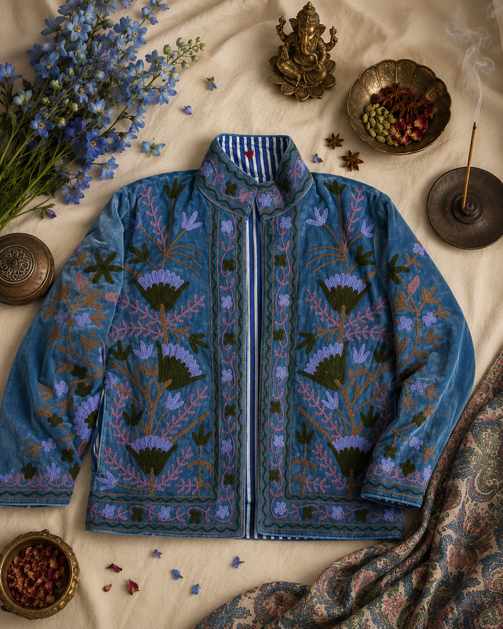 Warm Love velvet jacket - Cornflower