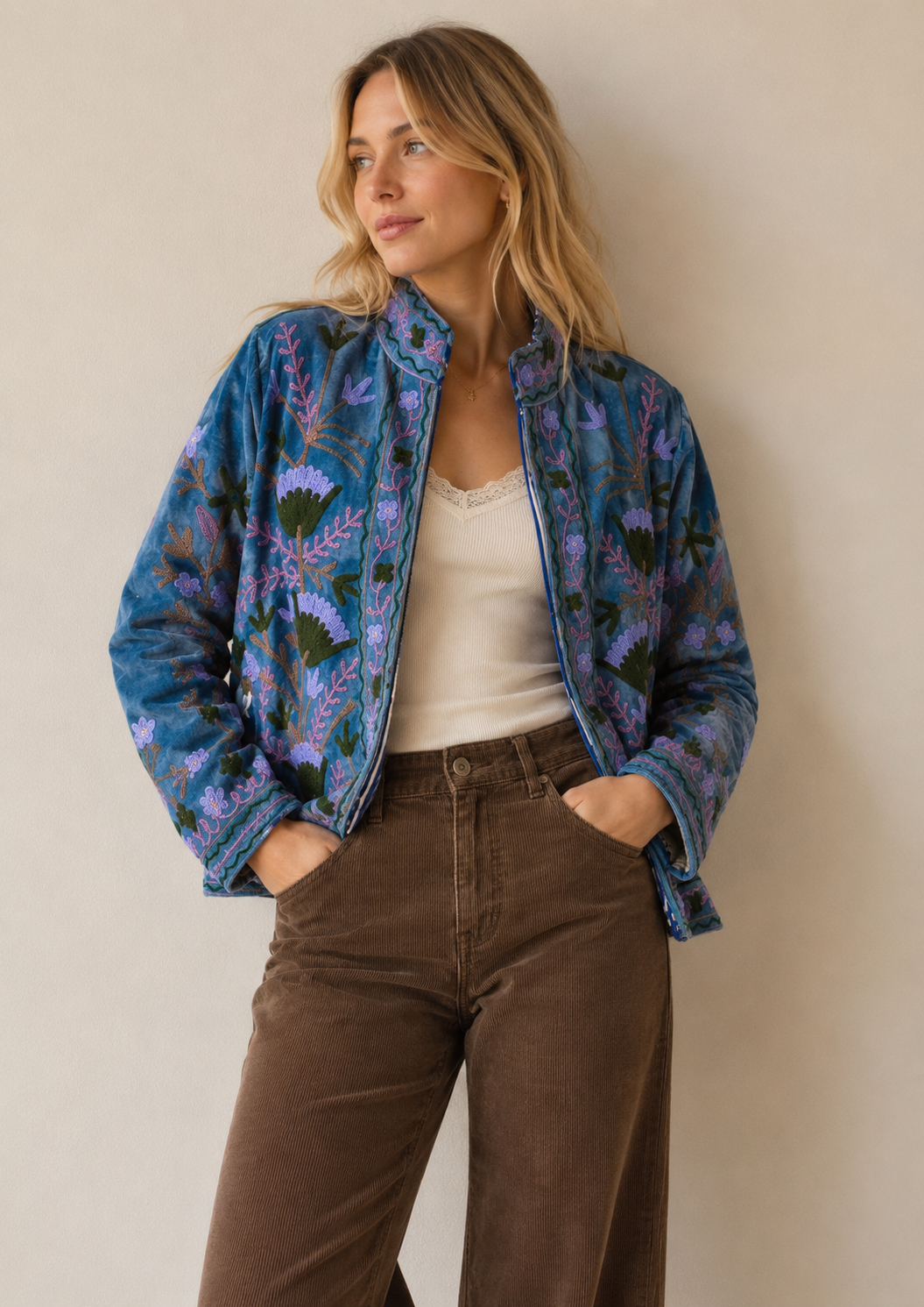 Warm Love velvet jacket - Cornflower