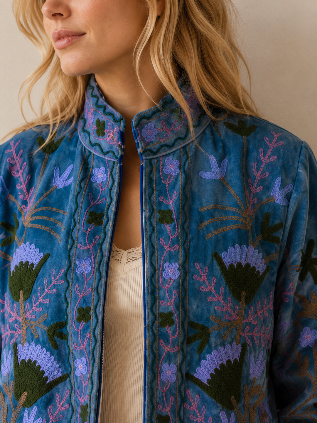 Warm Love velvet jacket - Cornflower
