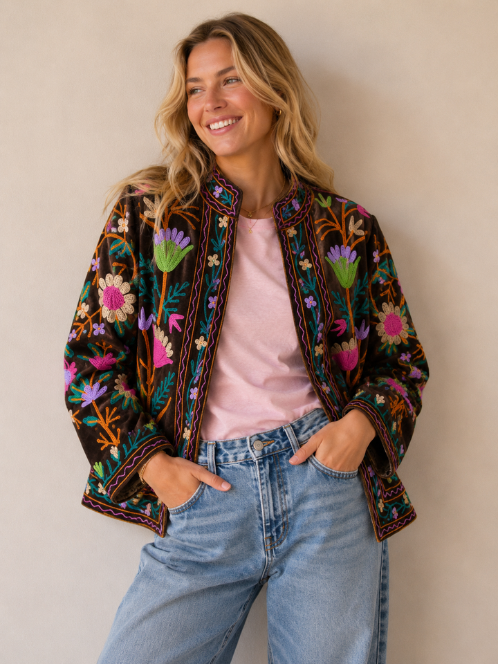 Warm Love velvet jacket - Chocolate