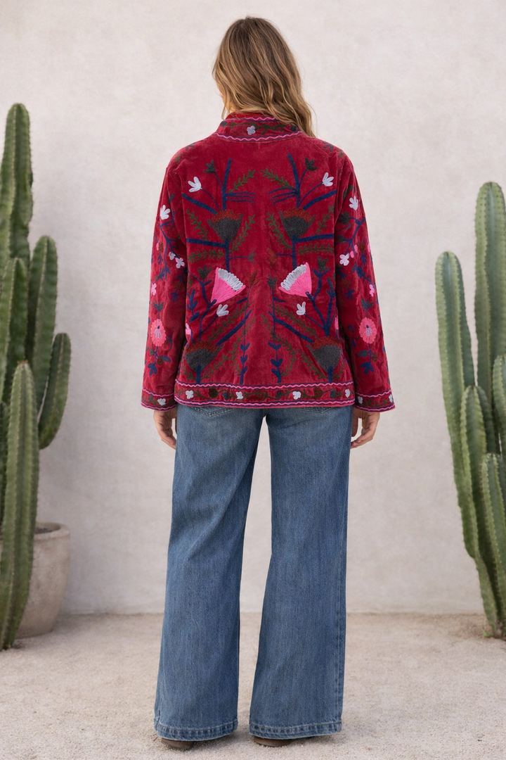 Warm Love velvet jacket  - Crimsom
