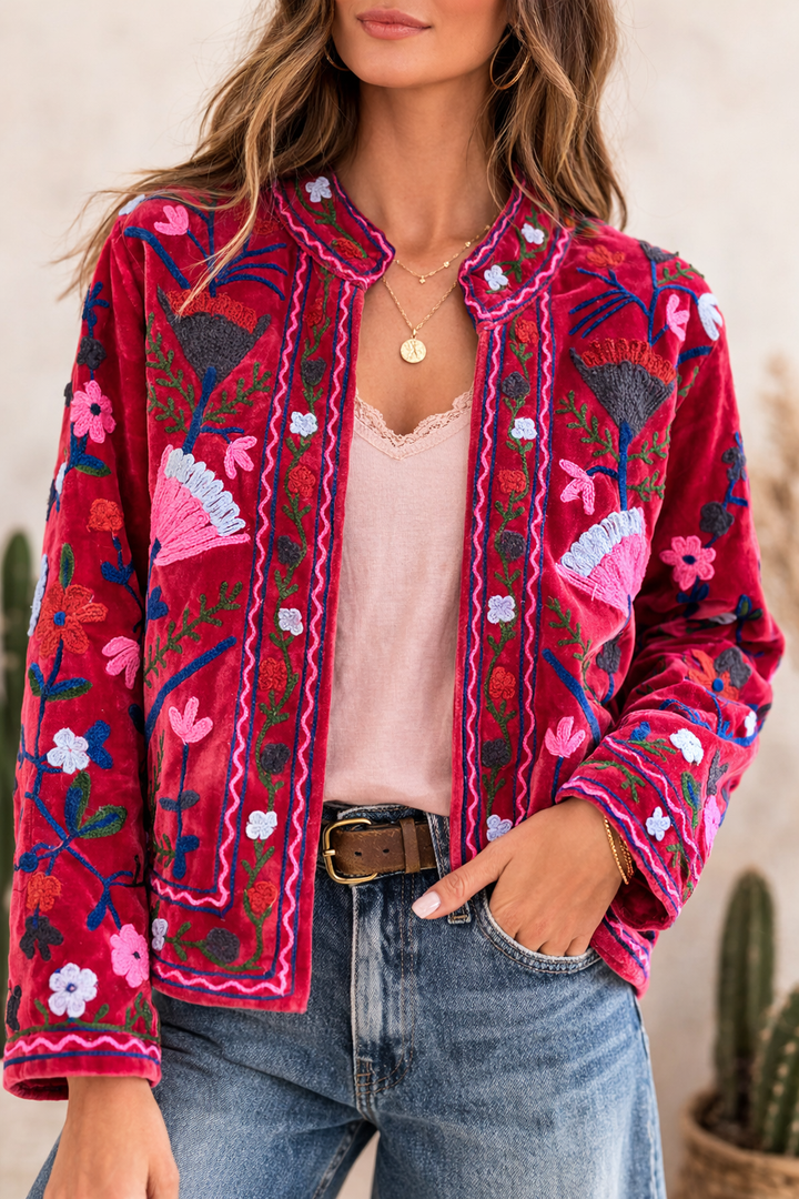 Warm Love velvet jacket  - Crimsom