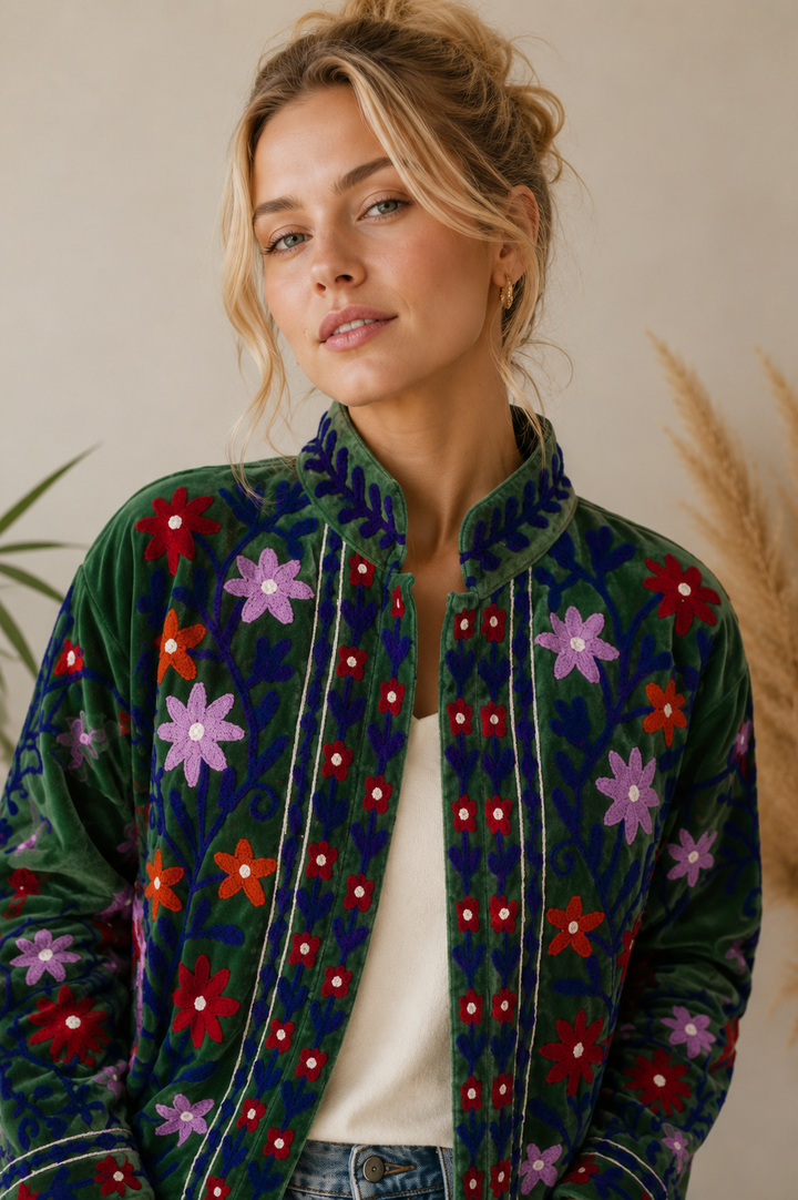 Warm Love velvet jacket - Sage