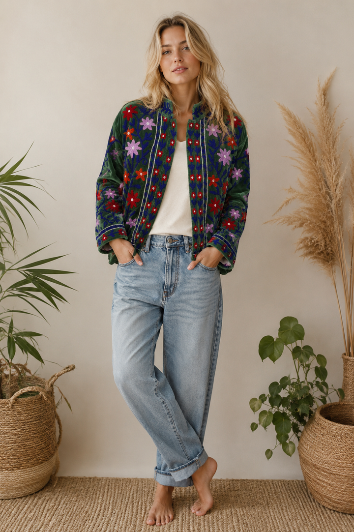 Warm Love velvet jacket - Sage