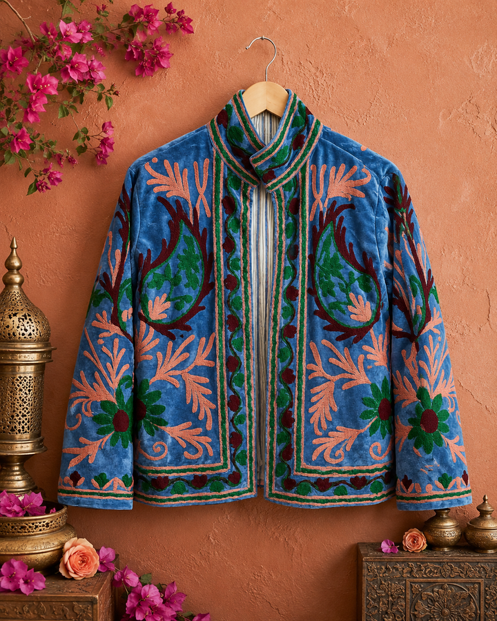Warm Love velvet jacket  - French Blue